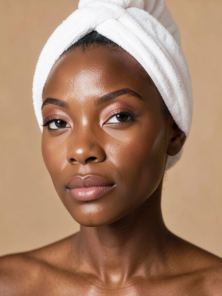 Client with glowing skin after a facial treatment